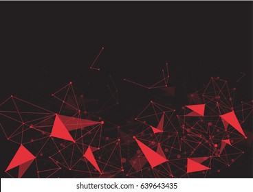 Red Abstract polygonal space low poly background with connecting dots and lines. Connection structure. Vector Illustration