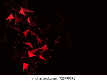 Red Abstract polygonal space low poly background with connecting dots and lines. Connection structure. Vector Illustration