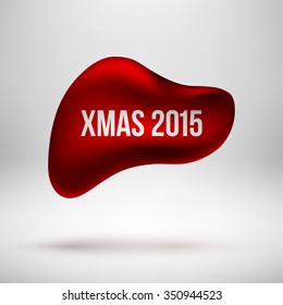 Red abstract premium bubble badge, luxury button template with Merry Christmas, xmas text, reflex, realistic shadow and light background for logo, design concepts, banners, web. Vector illustration.