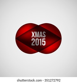 Red abstract premium bubble badge, luxury button template with Merry Christmas, xmas text, realistic reflex and light background for logo, design concepts, banners, web. Vector illustration.