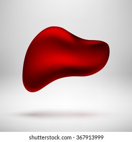 Red abstract premium bubble badge, luxury button template with reflex, realistic shadow and light background for logo, design concepts, banners, web. Valentines day. 14th february. Vector illustration