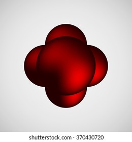 Red abstract premium bubble badge, luxury button template with realistic reflex and light background for logo, design concepts, banners, web. Vector illustration.