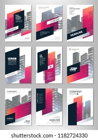 Red abstract presentation slide templates. Infographic elements template  set for web, print, annual report brochure, business flyer leaflet marketing and advertising template. Vector Illustration
