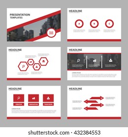 Red Abstract presentation templates, Infographic elements template flat design set for brochure flyer leaflet marketing advertising banner template