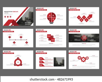 Red Abstract presentation templates, Infographic elements flat design set for annual report brochure flyer leaflet marketing advertising banner template