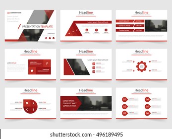 Red Abstract presentation templates, Infographic elements flat design set for annual report brochure flyer leaflet marketing advertising banner 