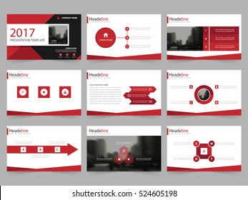 Red Abstract Presentation Templates, Infographic Elements Template Flat Design Set For Annual Report Brochure Flyer Leaflet Marketing Advertising Banner Template