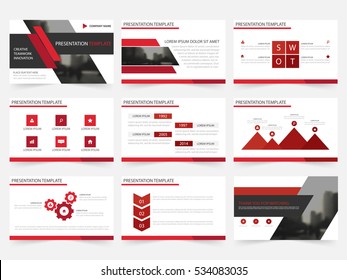 Modelos de apresentação Red Abstract, Elementos infográficos conjunto de design plano para o relatório anual folheto folheto de marketing banner publicitário