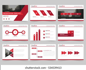 Modelos de apresentação Red Abstract, Elementos infográficos conjunto de design plano para o relatório anual folheto folheto de marketing banner publicitário