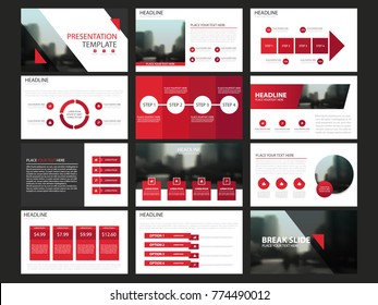 Modelos de apresentação abstrato vermelho, Elementos infográficos modelo de design plano conjunto para o relatório anual folheto folheto de marketing modelo de banner publicitário