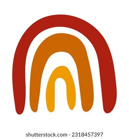 Red Abstract Rainbow Design Element. Hand Drawn Organic Illustration