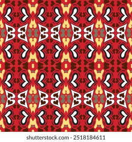 vermelho abstrato corações repetidos projetou fundo padrão tradicional kitenge amor desenhos de fundo para produtos têxteis.