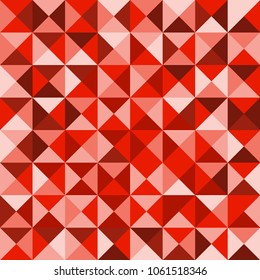 Red abstract retro pattern of geometric shapes. Geometric hipster triangular background. Colorful gradient mosaic backdrop, vector