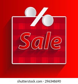 Red abstract ribbon with "Sale" text. holiday discounts.