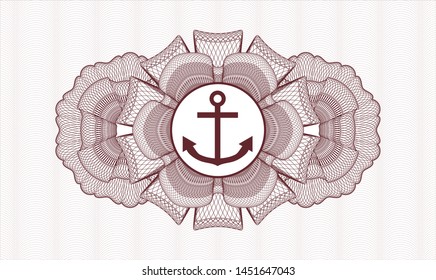 Red abstract rosette with anchor icon inside