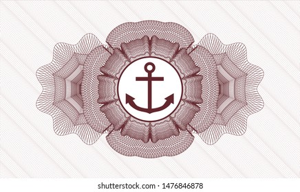 Red abstract rosette with anchor icon inside