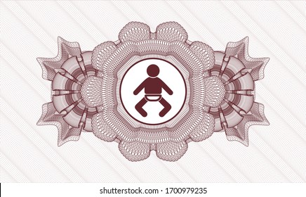 Red abstract rosette with baby icon inside