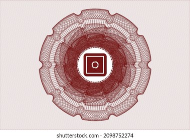 Rote abstrakte Rosette. mit Banksafe-Symbol innen