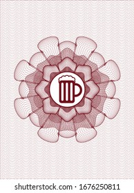 Rosette rojo abstracto con icono de jarra de cerveza dentro