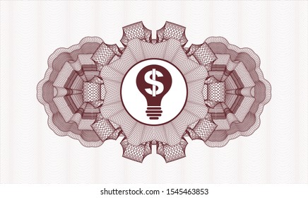 Red abstract rosette with business idea icon inside