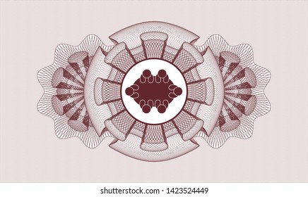 Red abstract rosette with business meeting teamwork icon inside