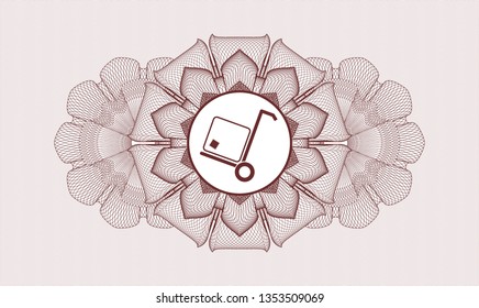 Red abstract rosette with cargo icon inside