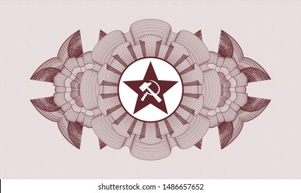 Red abstract rosette with communism icon inside