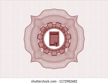 Red abstract rosette with contract icon inside