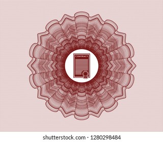 Red abstract rosette with contract icon inside