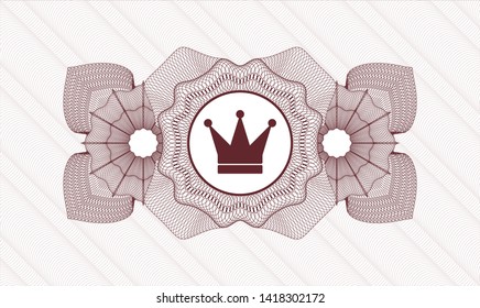 Red abstract rosette with crown icon inside