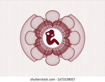 Red abstract rosette with crunch icon inside