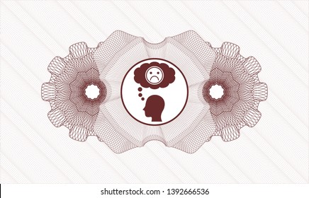 Red abstract rosette with depression icon inside