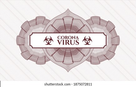 Red abstract rosette detailed with text Coronavirus inside. Vector Illustration.