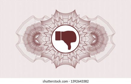 Red abstract rosette with dislike icon inside