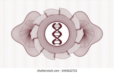 Red abstract rosette with dna icon inside