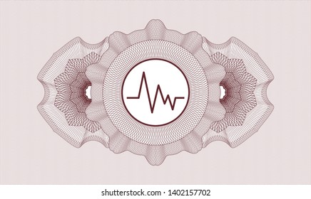 Red abstract rosette with electrocardiogram icon inside