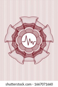Red abstract rosette with electrocardiogram icon inside