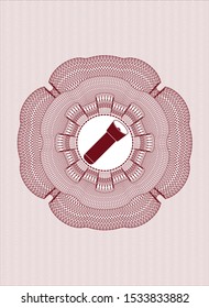 Red abstract rosette with flashlight icon inside