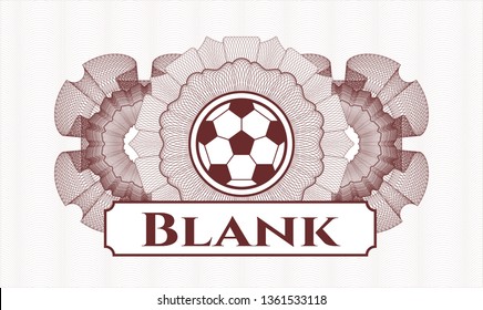 Red abstract rosette with football ball icon and Blank text inside
