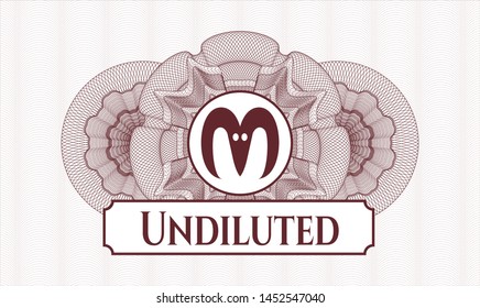 Red abstract rosette with goat head icon and Undiluted text inside