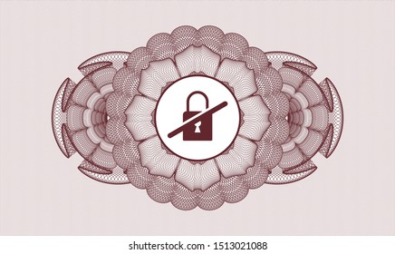 Red abstract rosette with inaccessible icon inside