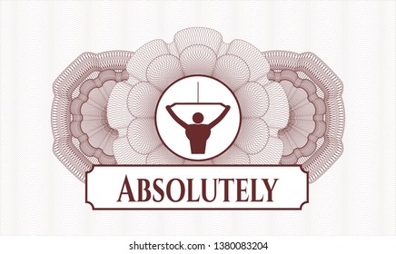 Red abstract rosette with lat pull down, exercise icon and Absolutely text inside