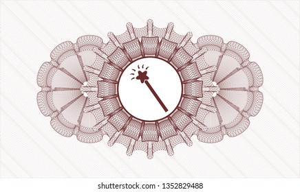 Red abstract rosette with magic stick icon inside