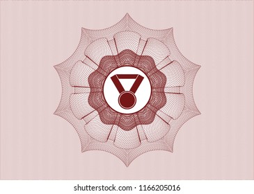 Red abstract rosette with medal icon inside