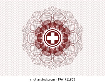 Red abstract rosette. with medicine icon inside