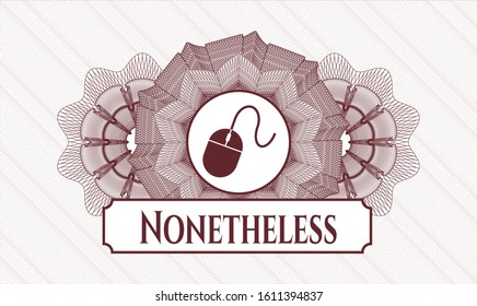 Red abstract rosette with mouse icon and Nonetheless text inside