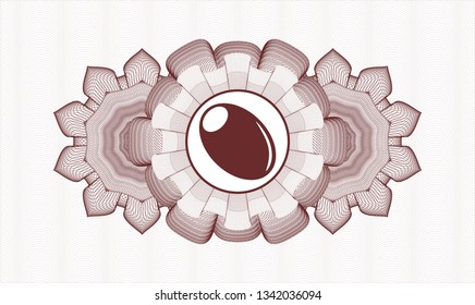 Red abstract rosette with olive icon inside