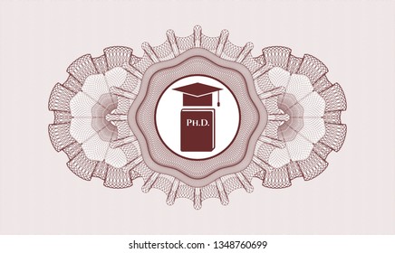 Red abstract rosette with Phd thesis icon inside