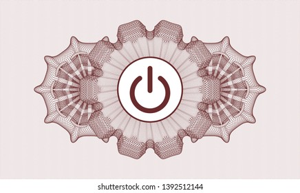Red abstract rosette with power icon inside
