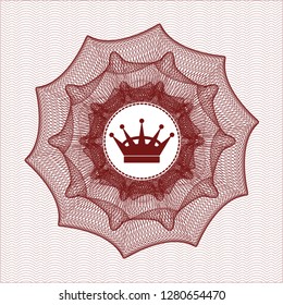Red abstract rosette with queen crown icon inside